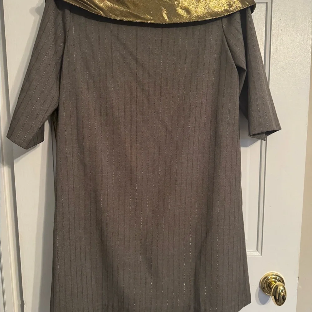 Alice + Olivia Draped Sash Dress Green Gold Metallic Mini Size M - Picture 8 of 10